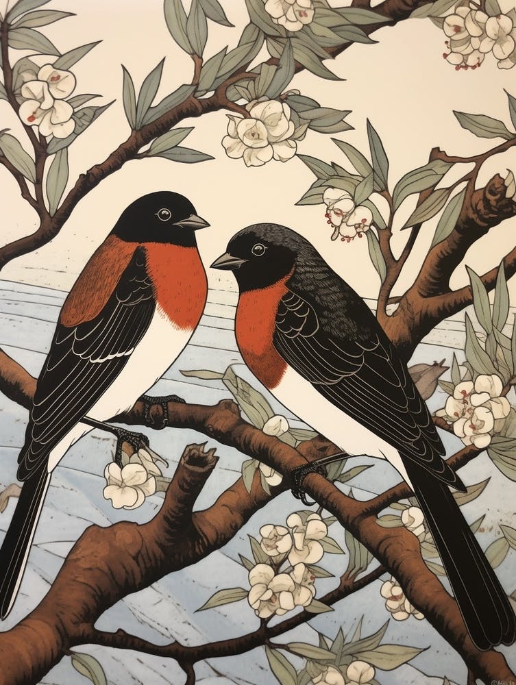 Art Nouveau Birds Poster Swallow 1