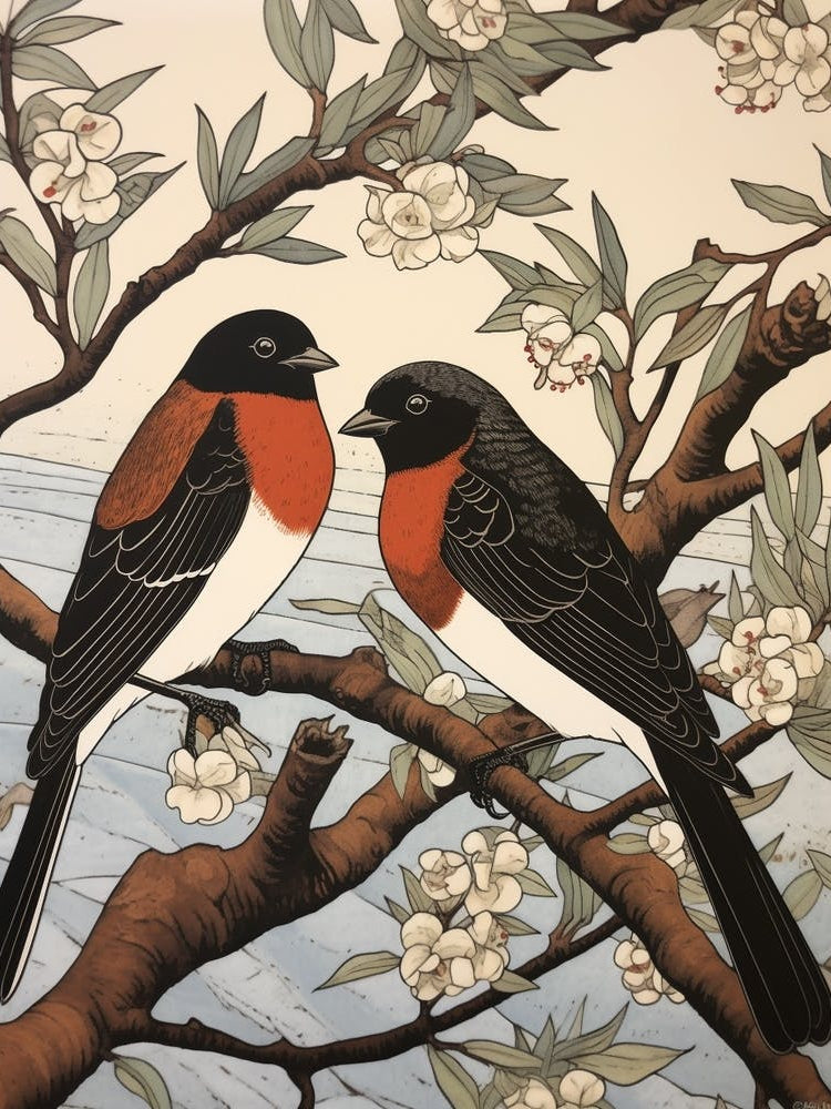 Art Nouveau Birds Poster Swallow 1