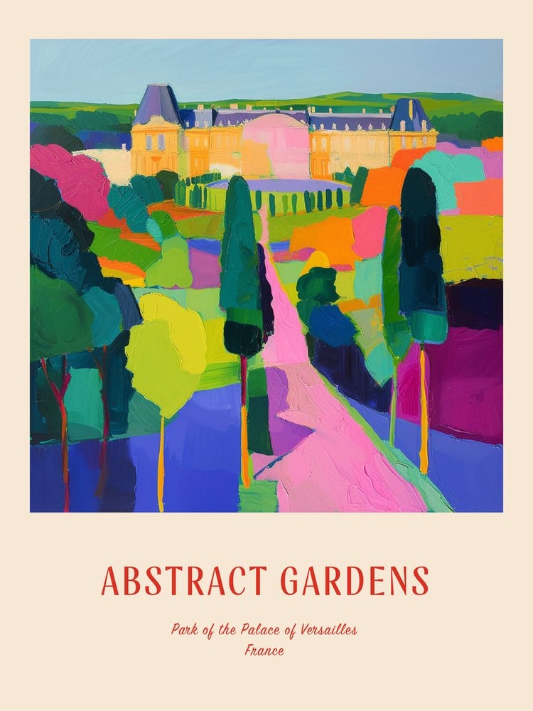 Colourful Gardens Park Of The Palace Of Versailles France 3 Red Poster