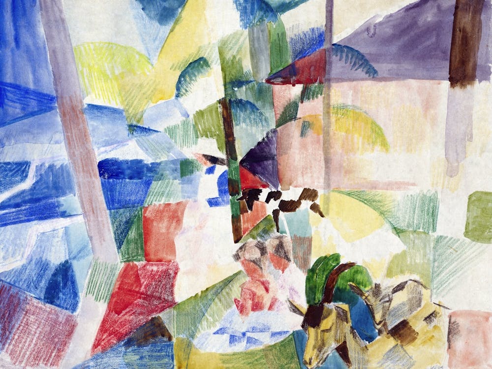 August Macke S Landscape With Children And Goats (1913) Famous Painting
