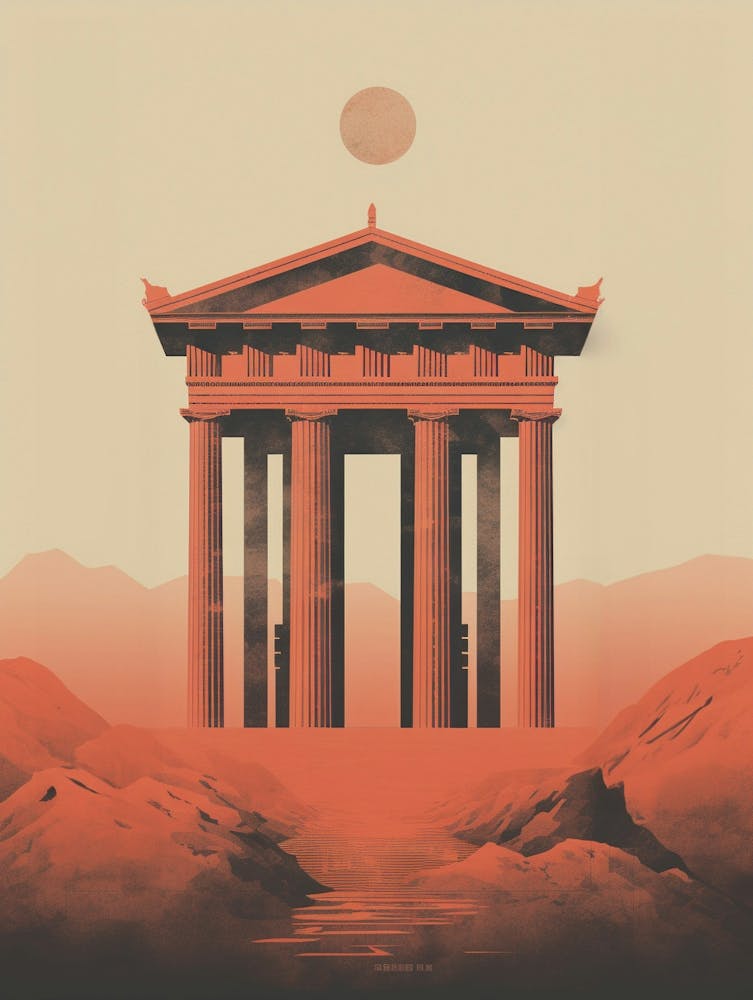 Temple Of Artemis Art Deco Illustration 1