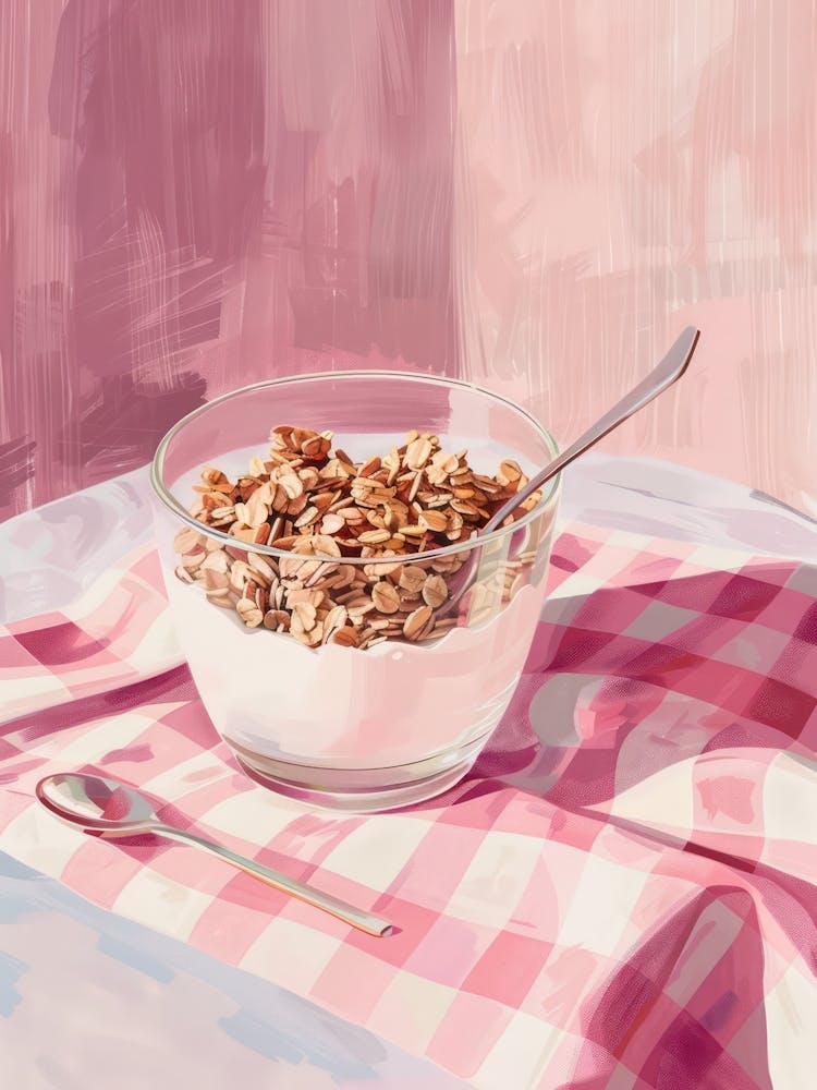 Pink Breakfast Food Granola Bowl 3
