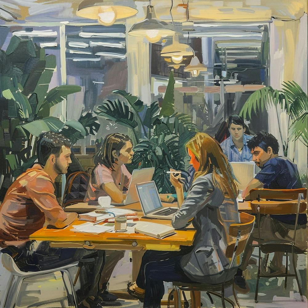 People Working In A Coffee Shop