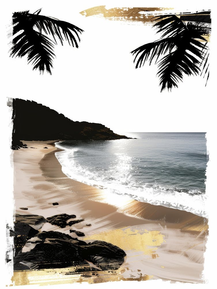 Beach Scene With Palm Trees 1