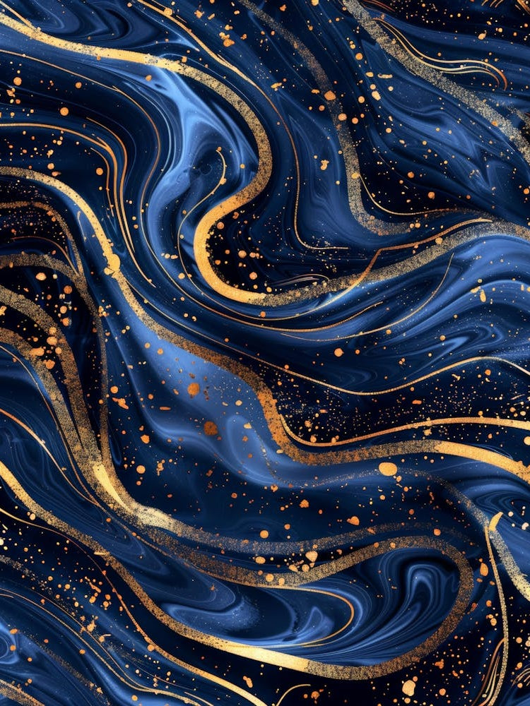 Abstract Blue And Gold Abstract Painting 2