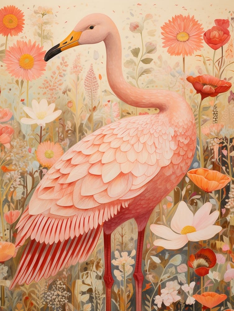 Flamingo 2 Detailed Bird Painting