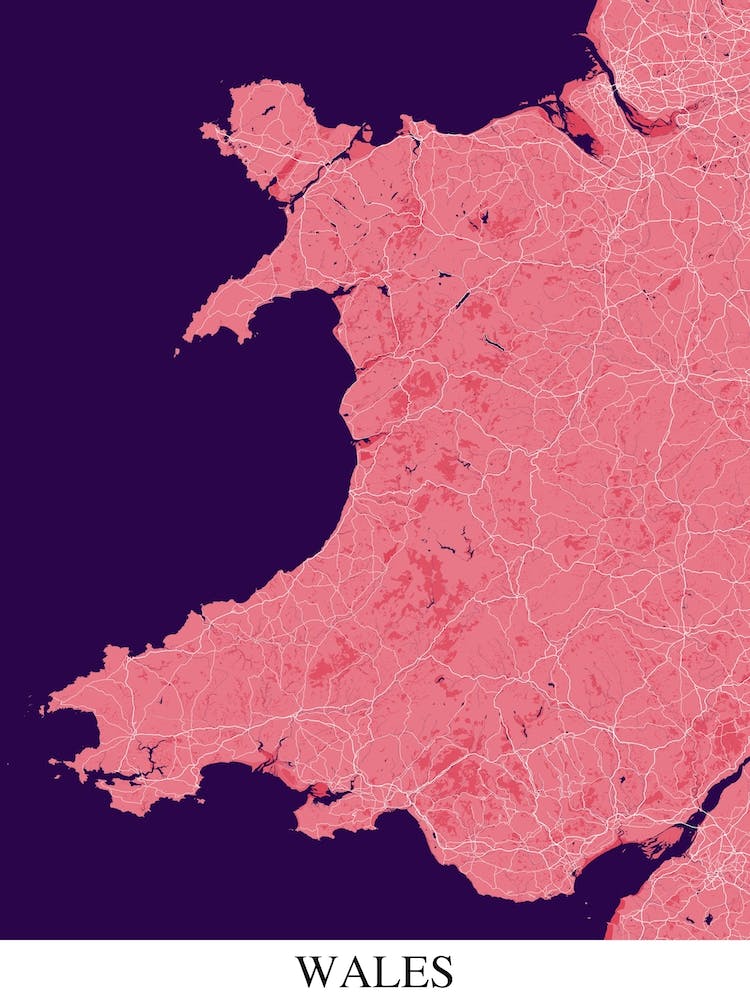 Wales Pink Purple Map