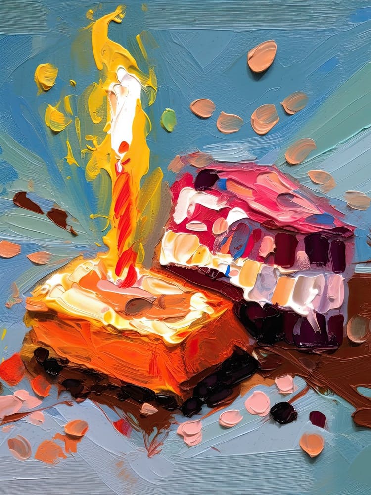 A Slice Of Birthday Cake Oil Painting 7