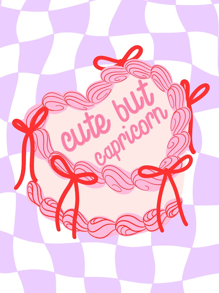 Cute But Capricorn Heart Cake