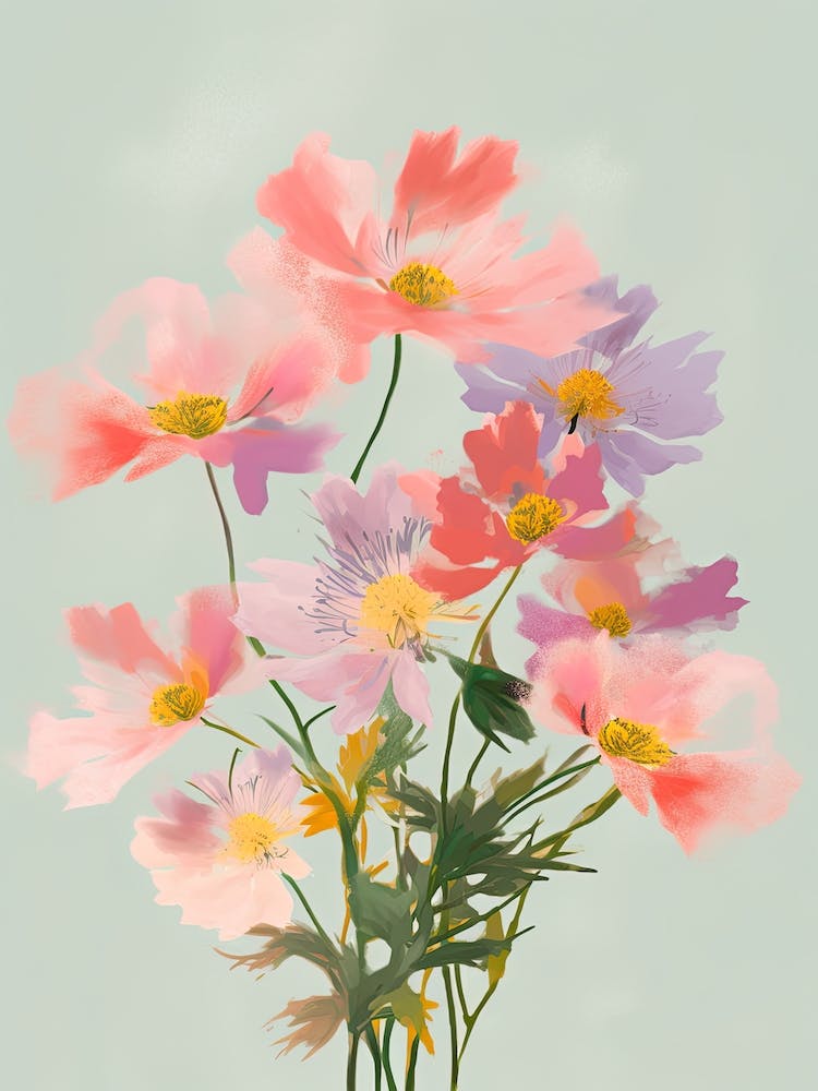 Bouvardia Flowers Acrylic Pastel Colours 3
