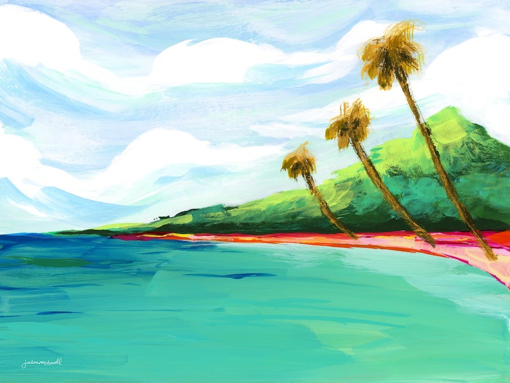 Hawaiian Palm Tree Beach Landscape