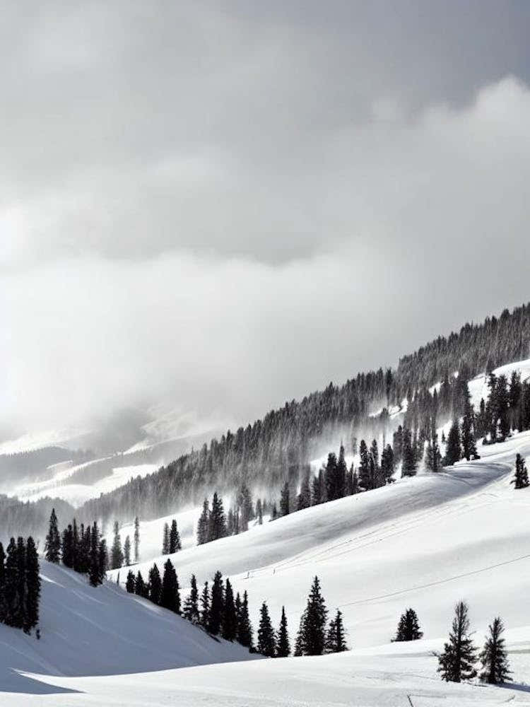 La Thuile, Italy Black And White Skiing Poster