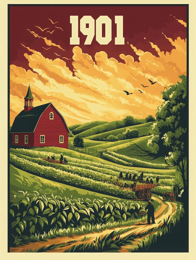 Aihrgdesign A Retro Poster Of A Peaceful 1901 Countryside Wit 82ca8c14 E48a 44cf 82e4 8745ff1724e0 3