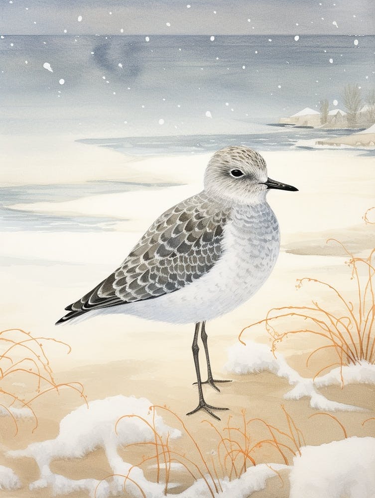 Winter Bird Painting Grey Plover 1