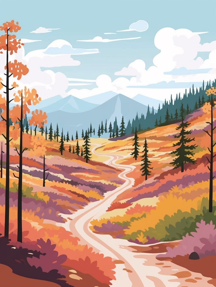 Kungsleden Sweden 2 Hike Illustration
