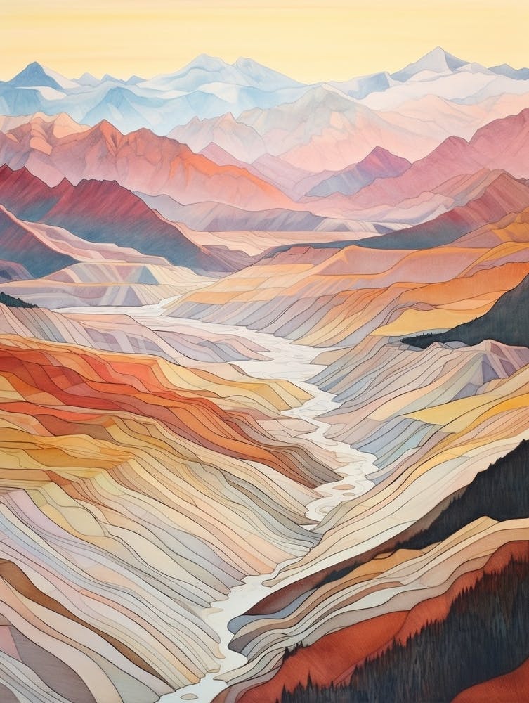 Autumn National Park Painting Aletsch Glacier Switzerland 3
