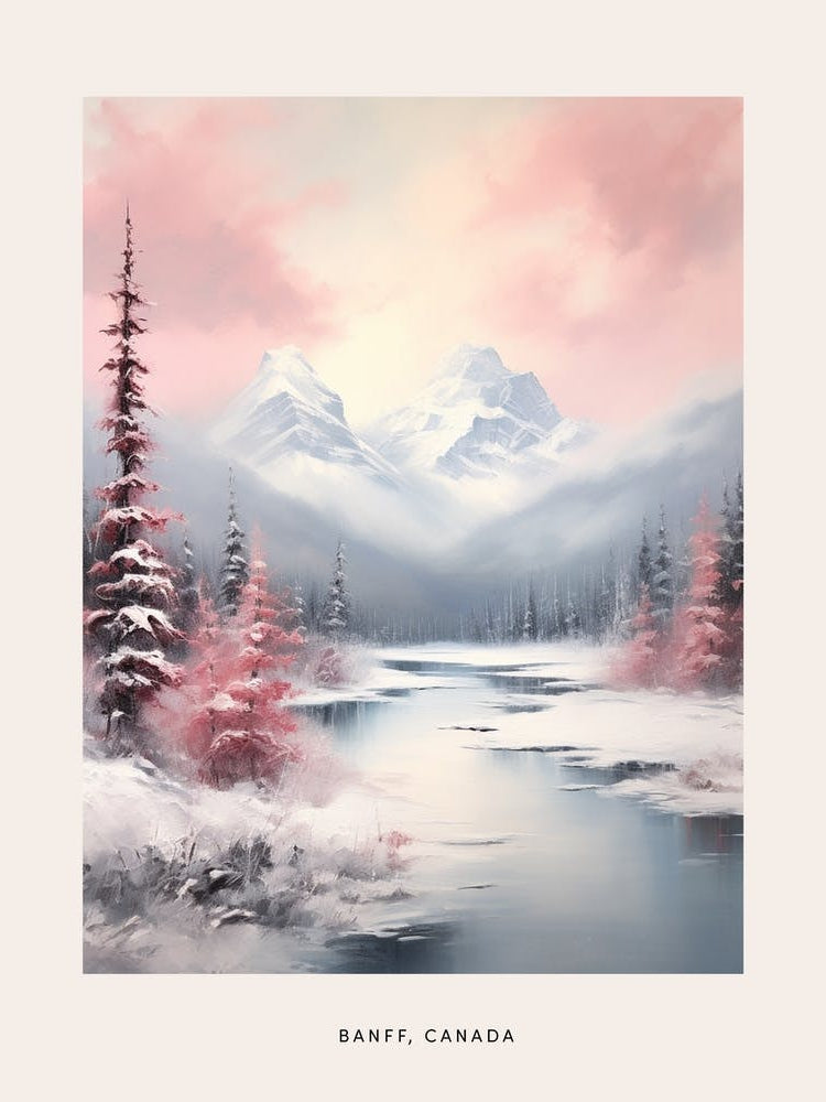 Dreamy Winter Painting Poster Banff Canada 1