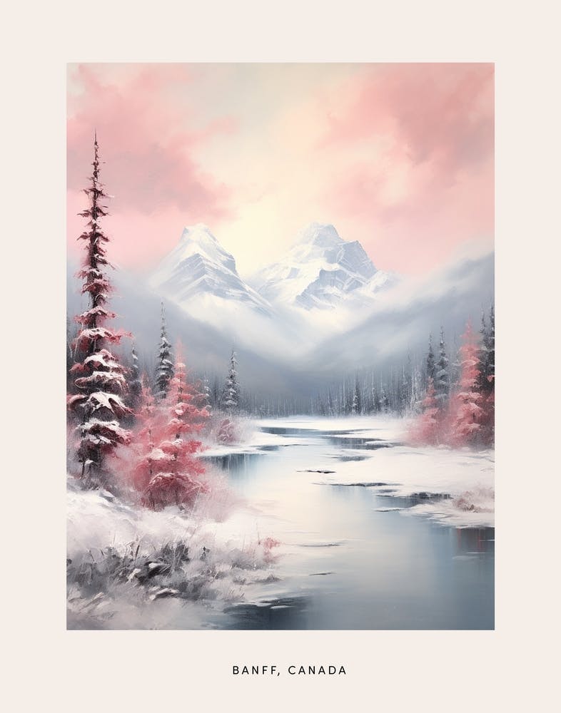 Dreamy Winter Painting Poster Banff Canada 1