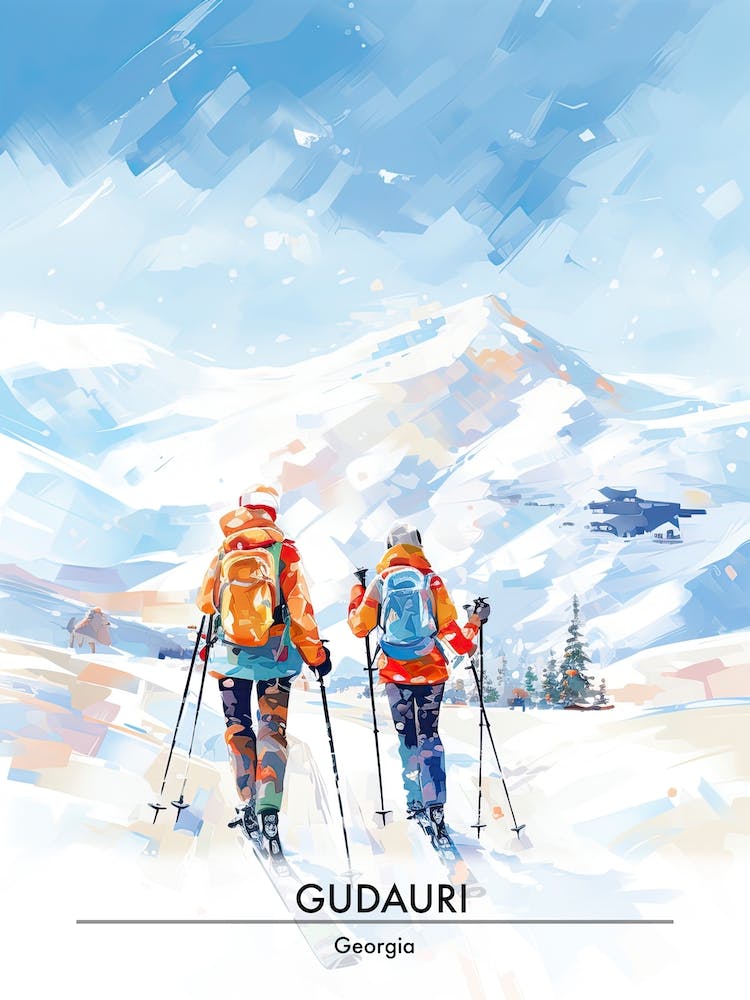 Gudauri   Georgia, Ski Resort Poster Illustration 1