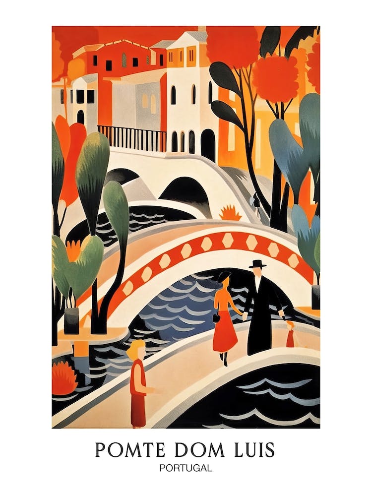 Ponte Dom Luis, Portugal Colourful 1 Travel Poster