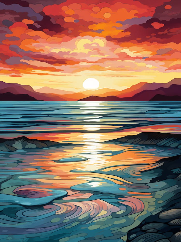 Luskentyre Sands Isle Of Harris Scotland At Sunset, Vibrant Painting 4