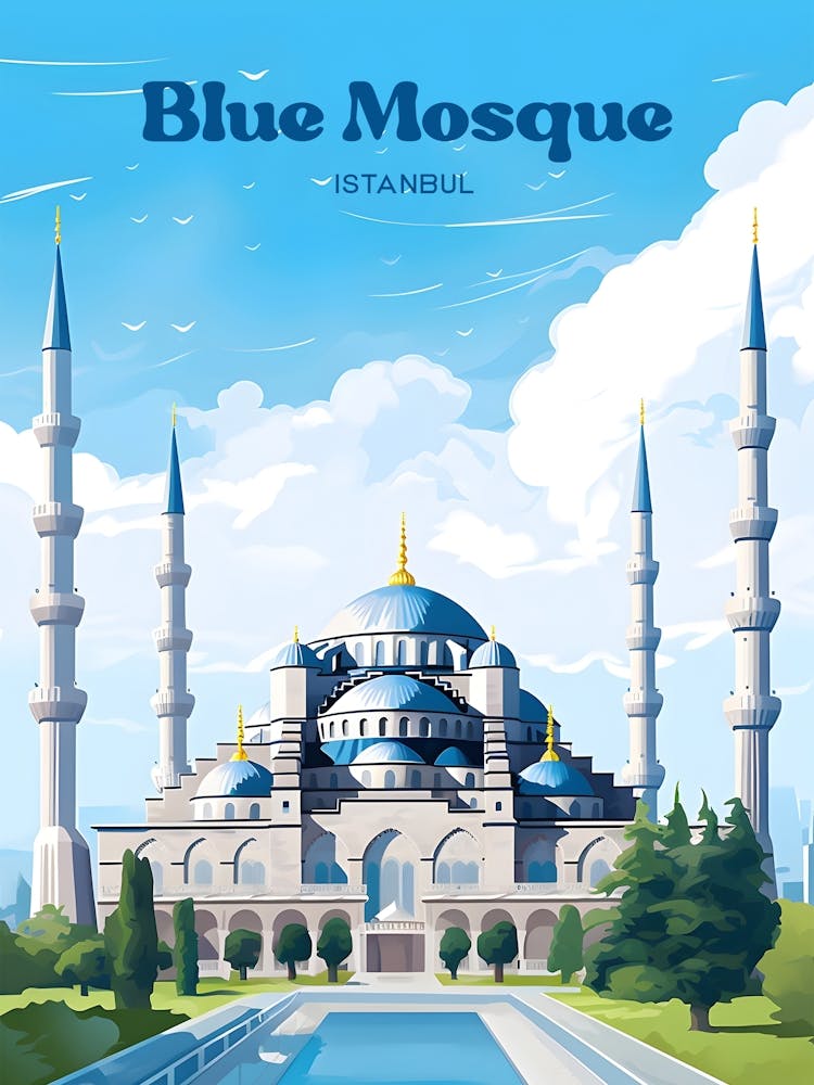 Blue Mosque Istanbul Islam Modern Travel Art