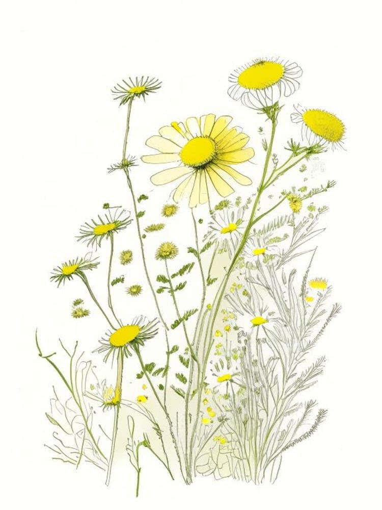 Chamomile Spices And Herbs Pencil Illustration 3
