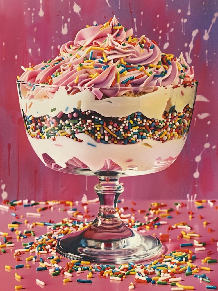 Rainbow Layered Jelly Trifle Retro Collage 4