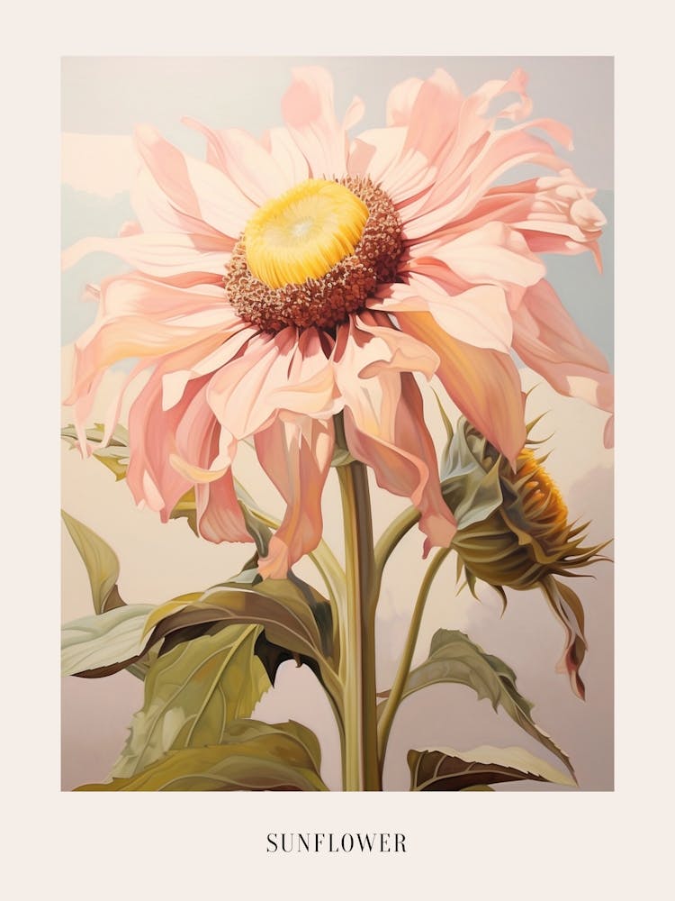 Floral Illustration Sunflower 1 Poster