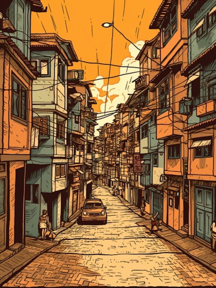 Painting Of Rio De Janeiro  In The Style Of Line Art 4