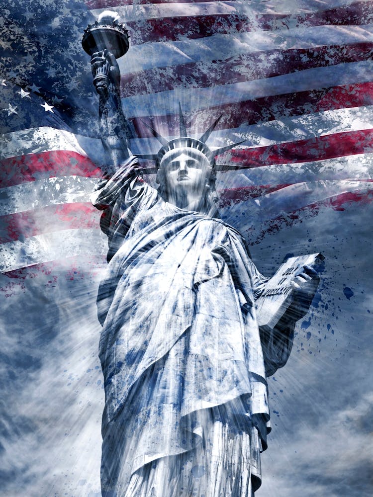 MODERN ART BLUE Statue Of Liberty