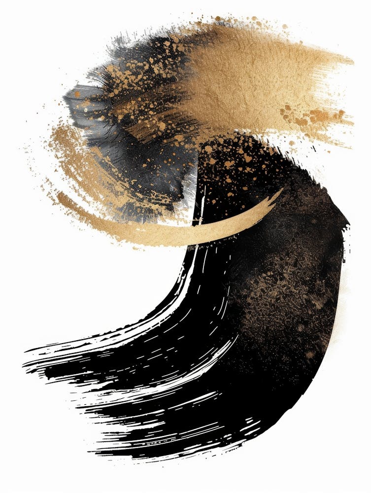 Schwarz Und Gold Pinselstriche 3