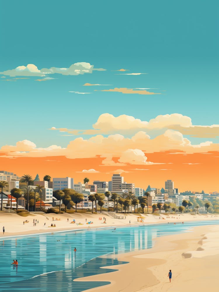 Abstract Illustration Of St Kilda Beach Australia Orange Hues 4