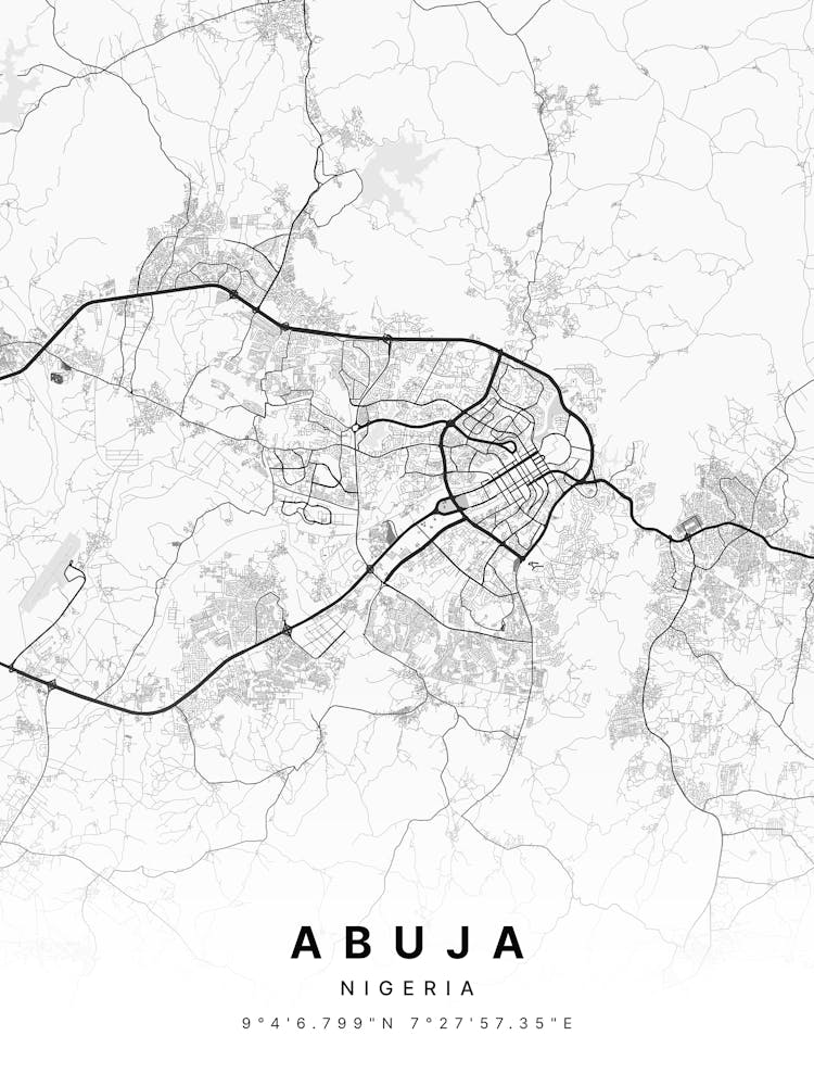 Abuja Federal Capital Territory Nigeria White Map