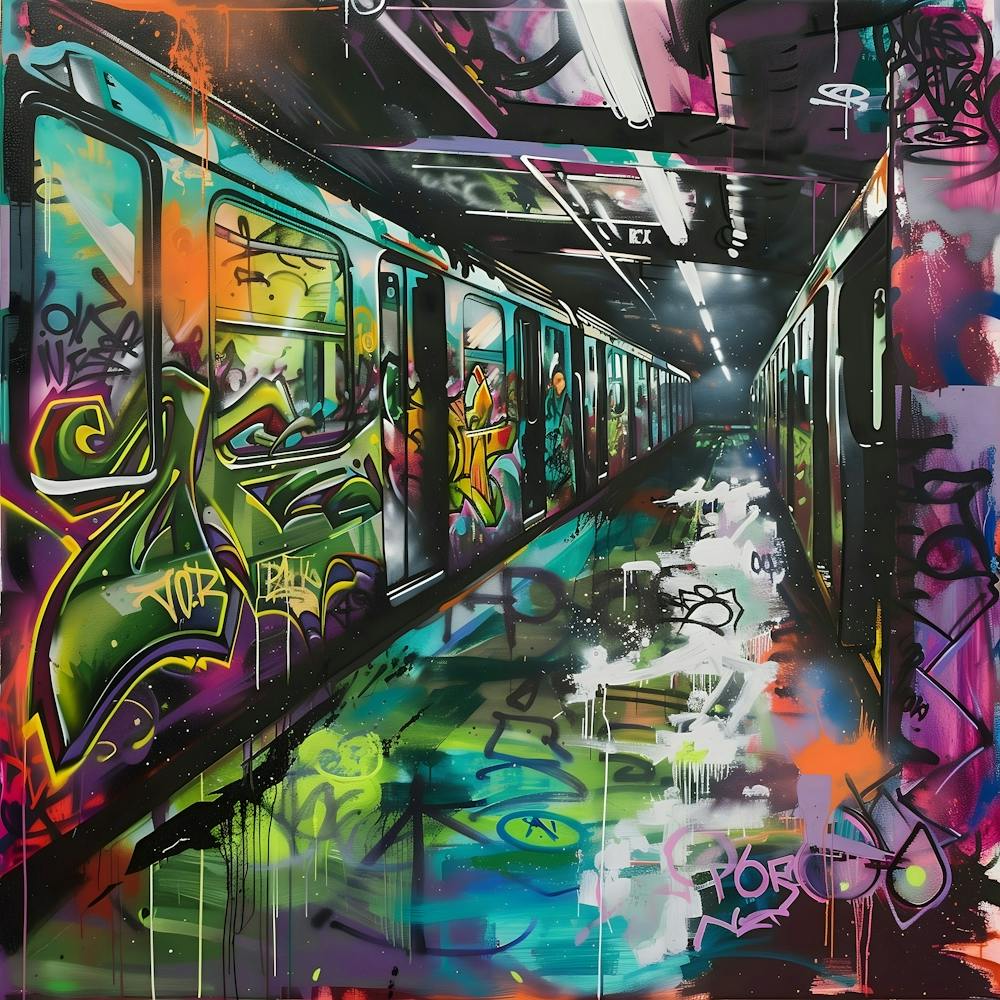 U-Bahn-Graffiti, Graffiti, Street Art, Urbane Farbtöne