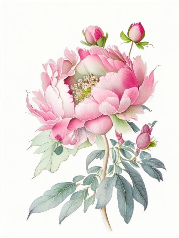 Peony Floral Quentin Blake Inspired Illustration 1 Flower
