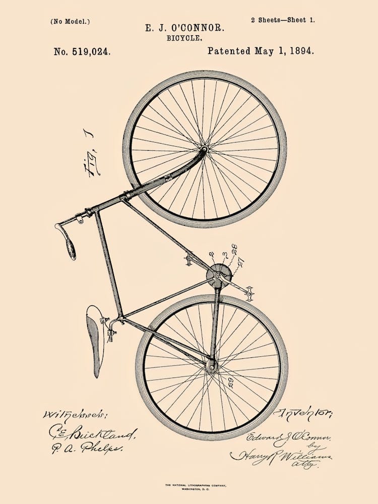 Bicycle Patent Vintage Poster