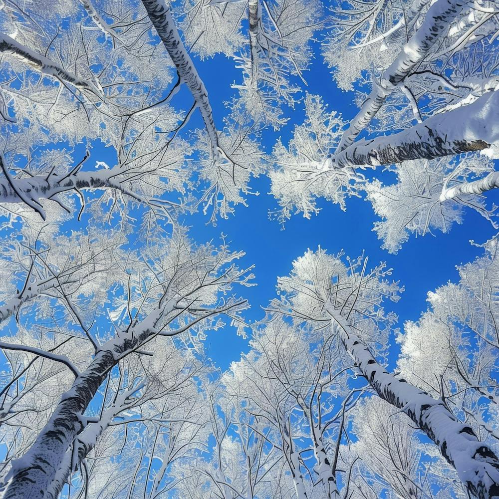 Verschneite Bäume im Winter Foto
