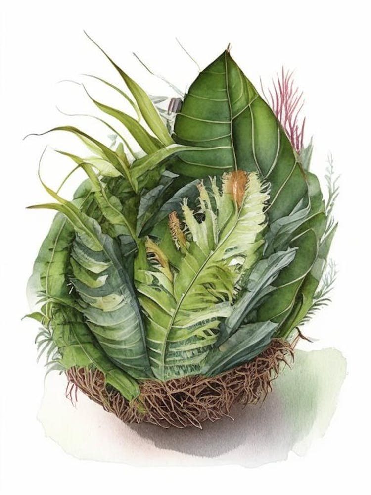 Bird S Nest Fern 1 Watercolour