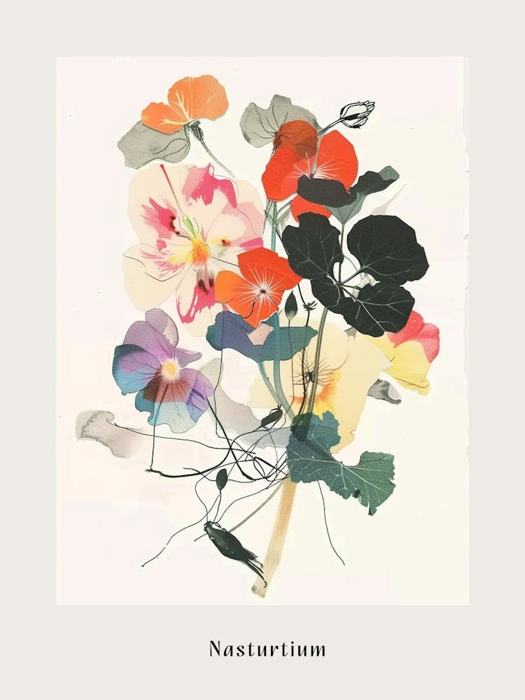 Nasturtium Collage Flower Bouquet Poster