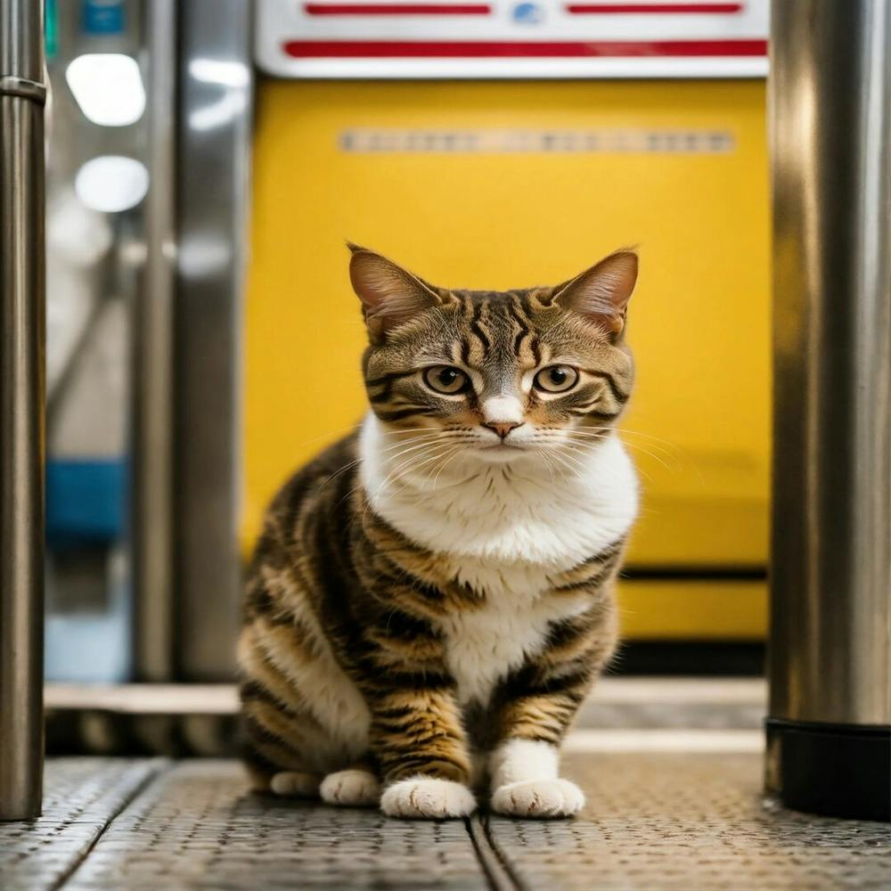 Cat In Subway Station