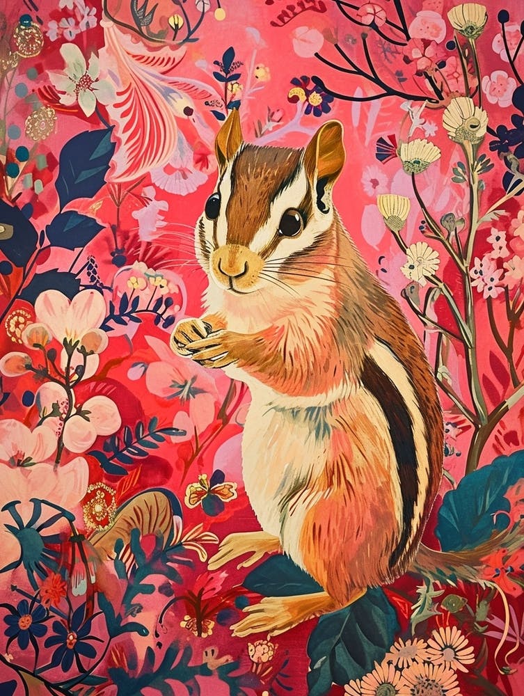 Floral Animal Painting Chipmunk 3