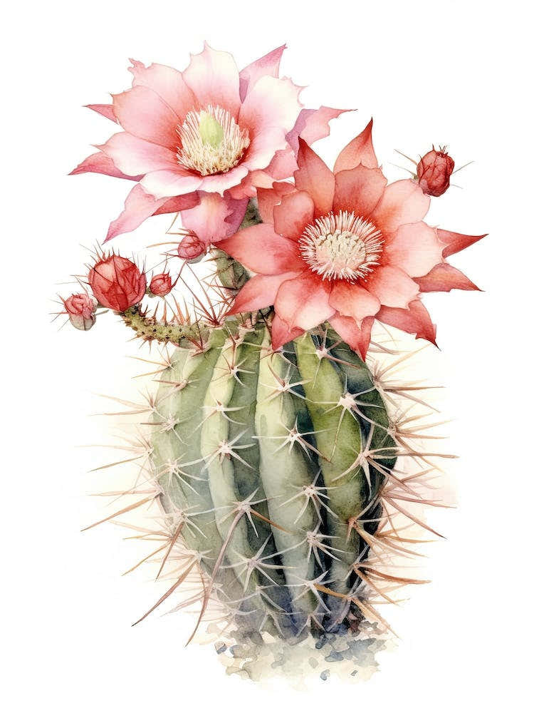 Carnegiea Gigantea Subulata Cactus Watercolour Drawing 2