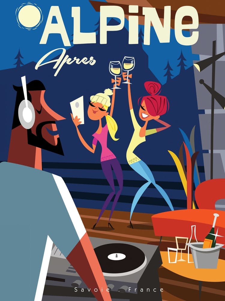 Alpine Apres Poster Navy