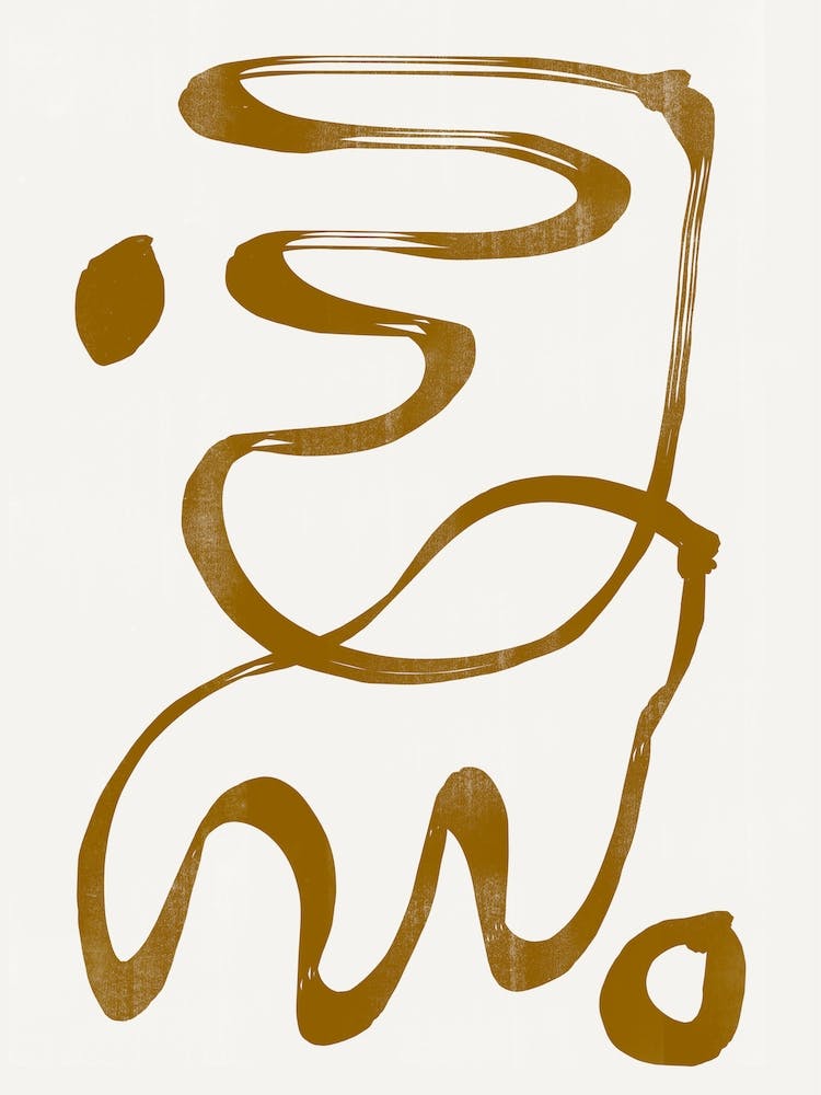 Mustard Line Shapes Modern Minimalistic Graphic Latte Drawing Home Decor