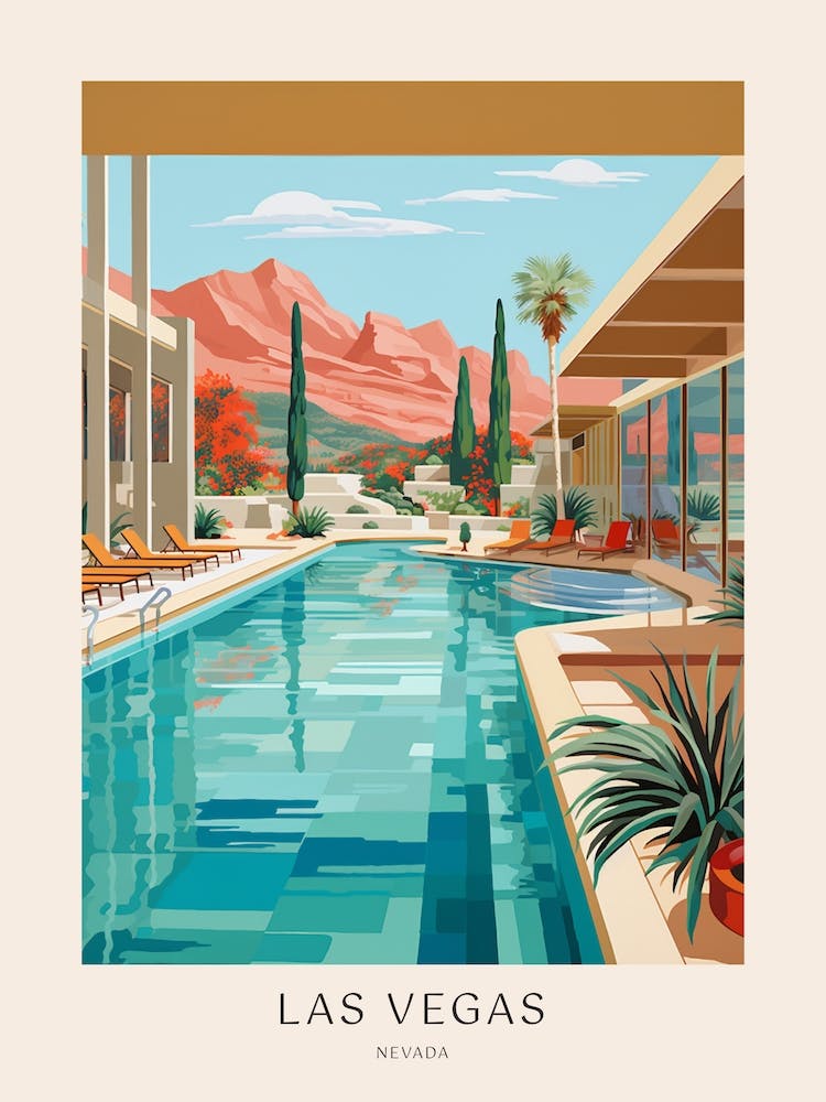 Las Vegas Nevada 2 Midcentury Modern Pool Poster