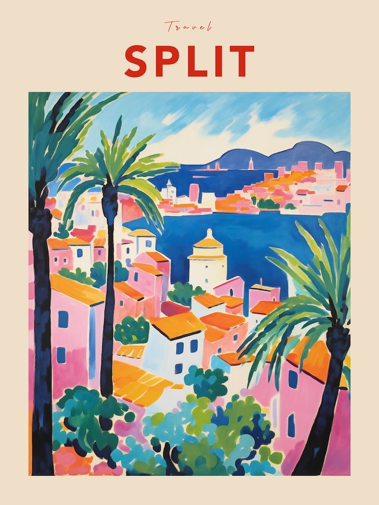 Split Croatia 2 Fauvist Travel Poster