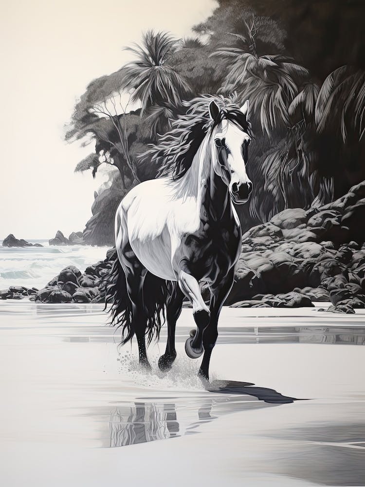 A Horse Oil Painting In Manuel Antonio Beach, Costa Rica, Portrait 3
