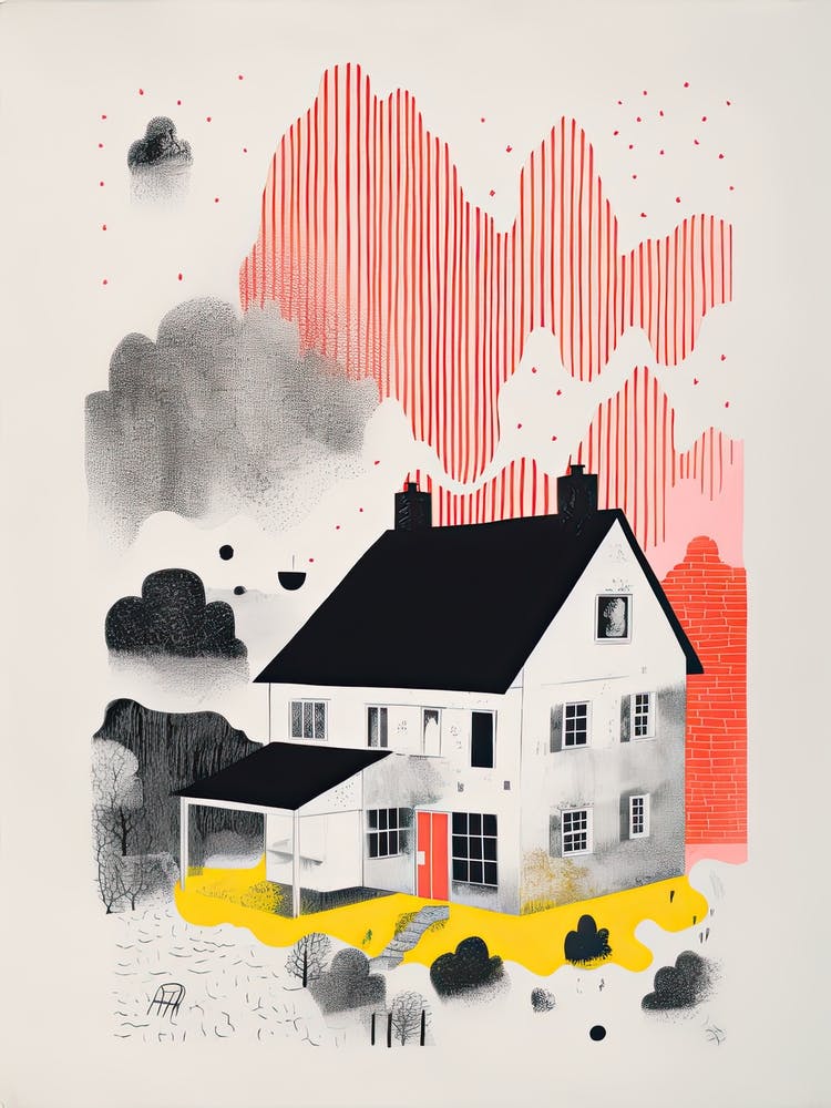 A House In Reykjavik, Abstract Risograph Style 3