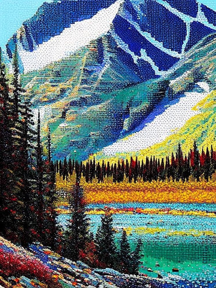 Jasper National Park Canada Pointillism